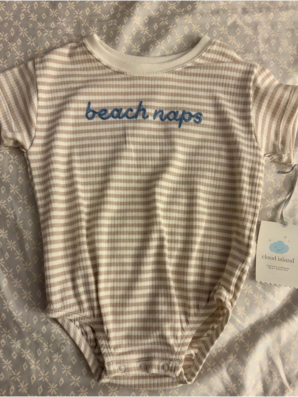 cloud island Beige & Cream Striped "beach naps" One-Piece